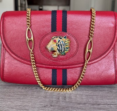 Gucci Rajah Web Chain Shoulder Bag Leather Small