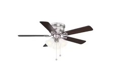 Hampton Bay Clarkston II 44 in. LED Indoor Brushed Nickel Ceiling Fan with Light