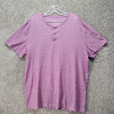 Marc Anthony Luxury Mens XXL Henley Shirt Purple Heather Short Sleeve