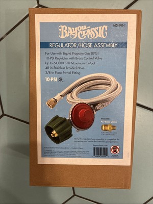 NIB Bayou Classic Regulator/Hose Assembly 48 in. L