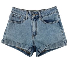 PacSun Womens High-Waisted Mom Denim Shorts 23 Blue 100 Cotton