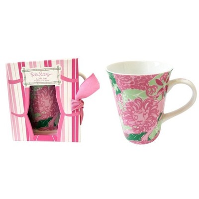 Lilly Pulitzer Latte Da Animal Crackers Porcelain Mug Lion Tiger Pink Green Cats