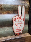 VINTAGE KENDALL PORCELAIN SIGN OLD CAR TAG TOPPER 2000 MILE MOTOR OIL PENZBEST