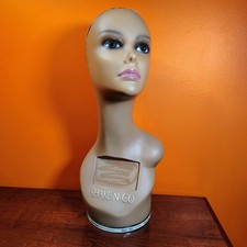 Vintage Shake-N-Go Wig Mannequin Bust Real Lashes 18” Salon Display Head (D)