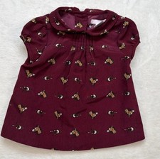 Janie and Jack Baby Girl Horse Print Top 3-6M Burgundy Equestrian Blouse