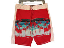 Urban Pipeline Mens Swim Trunks Boardshorts Hawaiian Palm Trees Size 34