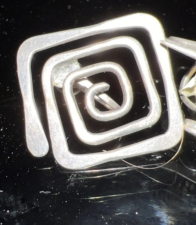 Vintage Mid Century Modernist Ed Wiener Sterling Silver Spiral  Screw Earrings