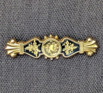 Antique F. M. Co. Taille D'Epargne 1/20 10k GF Gold Filled Top Brooch Pin 5g D24