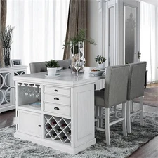 Bowery Hill Modern Wood 5-Piece Counter Height Dining Set in White