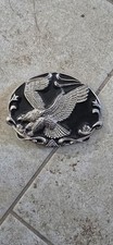 Vintage 70s 80s Soaring Eagle Belt Buckle Silver Tone Black Enamel Western Biker