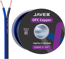 16-Gauge AWG Audio Speaker Wire Cable 50 FT , OFC Oxygen-Free Copper Thin Fla