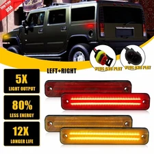 For 2003-2009 HUMMER H2 Pickup LED Side Marker Light Front Rear Set Amber Red 4X