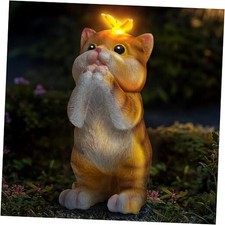 Solar Garden Decor Outdoor Statues Cat - Lawn Decor Statue for Yellow Cat