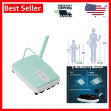 Lightweight Manual Carpet Sweeper – Stylish Mint Design for Effortless Cleaning