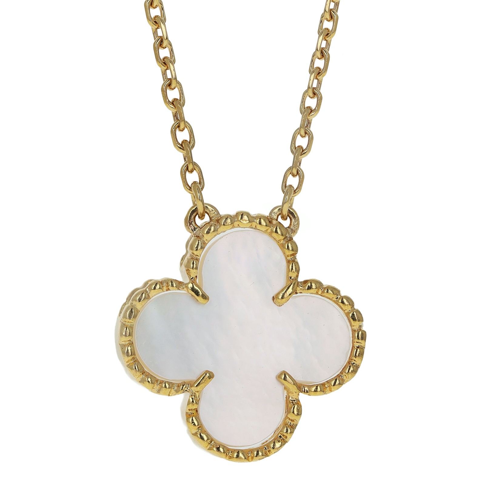 Van Cleef & Arpels Vintage Alhambra 18k Yellow Gold MOP Pendant Necklace