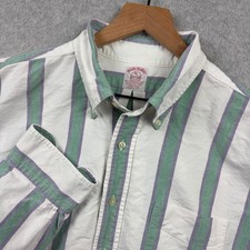 Brooks Brothers Shirt Mens XL White Striped OCBD Oxford Button Down Made In USA