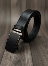 Herren Gürtel Echtleder Automatikschließe - Vollleder Schwarz - 3,5cm Breit