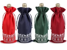 Weihnachtsgeschenkbeutel für Wein 15 x 32cm Weihnachtssack Stoffsack blickdicht