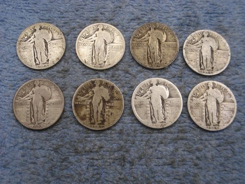 8 SILVER STANDING LIBERTY QUARTERS WITH DATES lot 46
