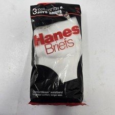 Hanes 1985 Deadstock 100 Cotton 3 White Briefs Boys 10 Vintage Underwear
