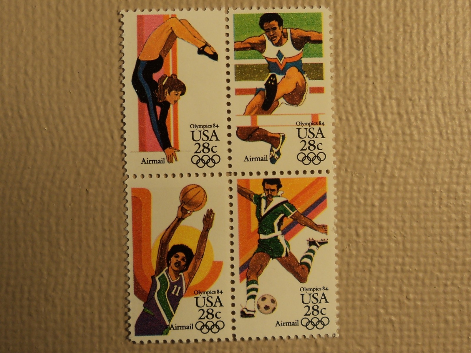 USPS Scott C101-04 28c Olympic Games 1984 Mint NH Block 4 Stamps