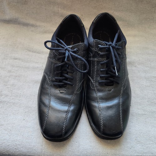Rockport Bike Sneakers Men’s 9.5M Black Leather Walkability M78822 - Picture 4 of 14