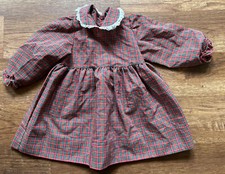 Vintage Healthtex Toddlers Country Style Plaid Dress w/White Trim Collar SZ 4