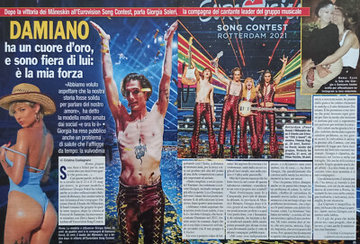 Italian Clipping Cutout 2021 MANESKIN Damiano David Vasco crowns 4 PAGES.