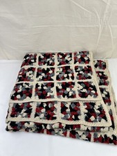 VTG Handmade Afghan Grannycore Squares Crochet Sofa Lap Throw Blanket 63 X 37