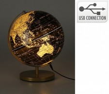 Globus Weltatlas Weltkugel 31x26x25 cm LED Schwarz Beleuchtet Schreibtisch Büro