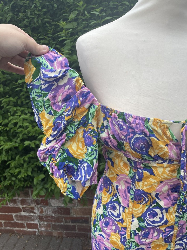 Zara Corset Dress floral Size S 8/10 yellow Purple Summer New No Tag