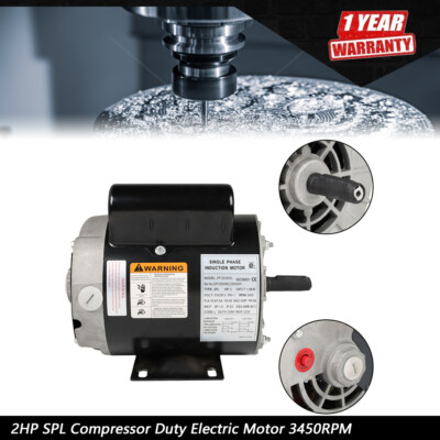 2 HP SPL 3450RPM Compressor Duty Electric Motor 56Frame 5/8'' Shaft 115/230 V ODP