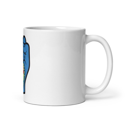 Northern Soul Blue Fist White Glossy Coffee Mug retro faith heart music DJ cool - Picture 2 of 7