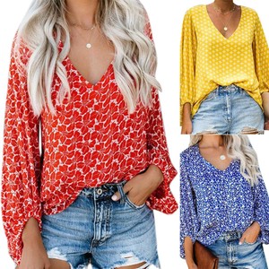 Womens-Boho-Long-Lantern-Sleeve-Tunic-Tops-Casual-Floral-T-Shirt-Loose-Blouse-US