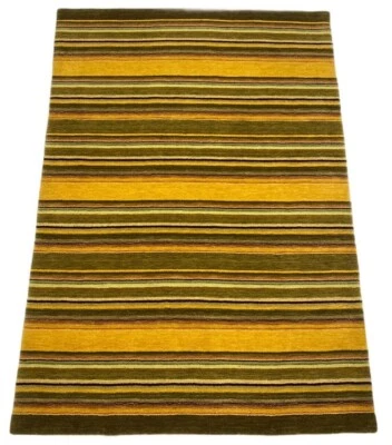 Tapis 100% Laine Lori Tissé À La Main Jaune Marron Tapis Oriental 126x178 Cm S93 - Photo 1/4