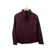 The North Face Women  s Tech 3D Double Zip 1/4 Zip Jacket in Burgundy Size M