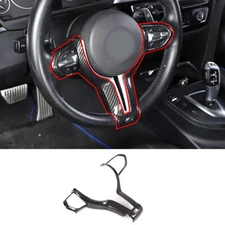 Carbon Fiber Pattern Steering Wheel Trim Frame Cover For BMW M3 M4 M5 X5 X6 X3
