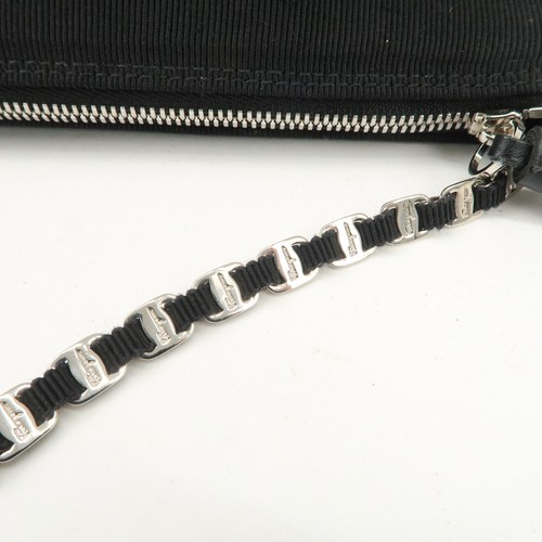 Authentische Ferragamo Canvas Leder Kette Schultertasche schwarz silber HDW gebraucht kostenloser Versand - Bild 8 von 24