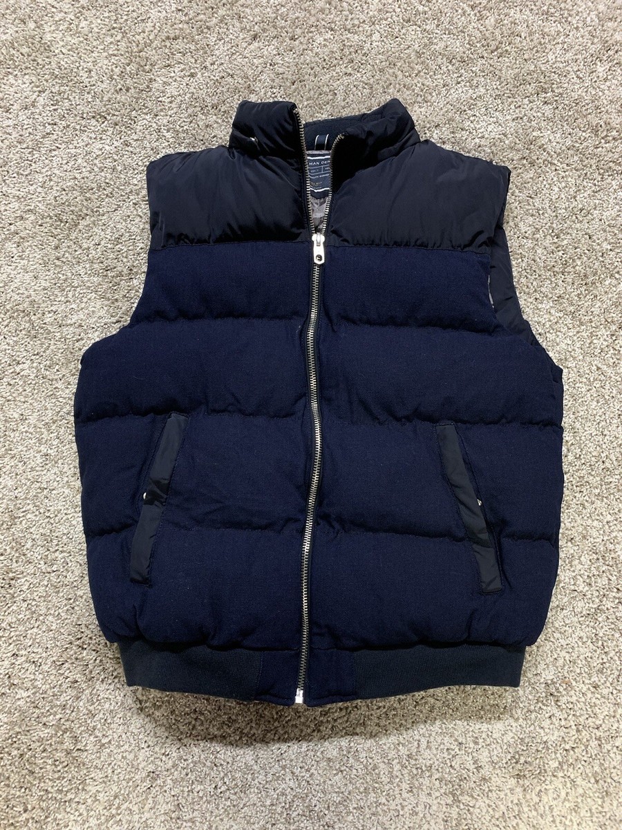Zara Man Denim Puffer Vest, US Mens XL