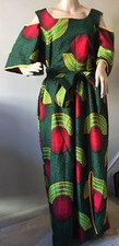 African print long gown Multi-colored Ankara women clothing with Belt