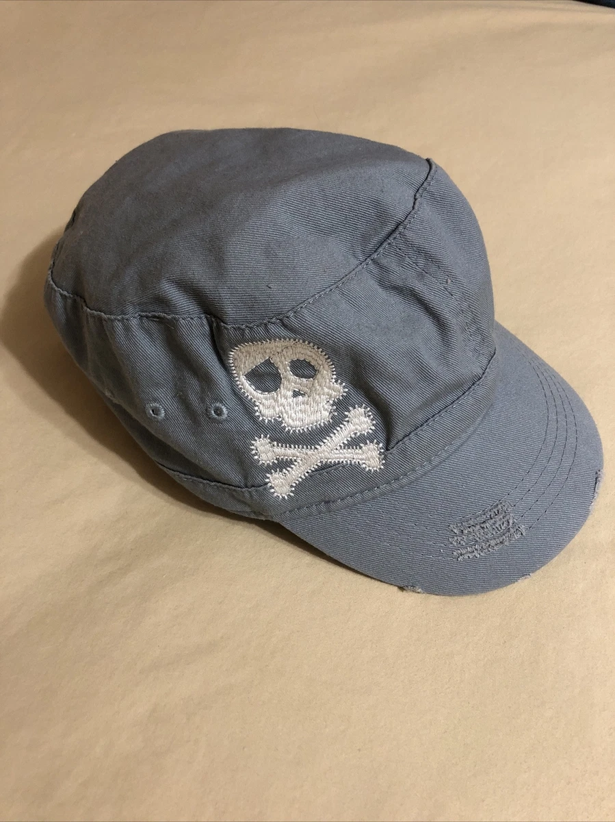 Childrens Place 1989 Gray White Skull Crossbones 7 8 Hat Baseball