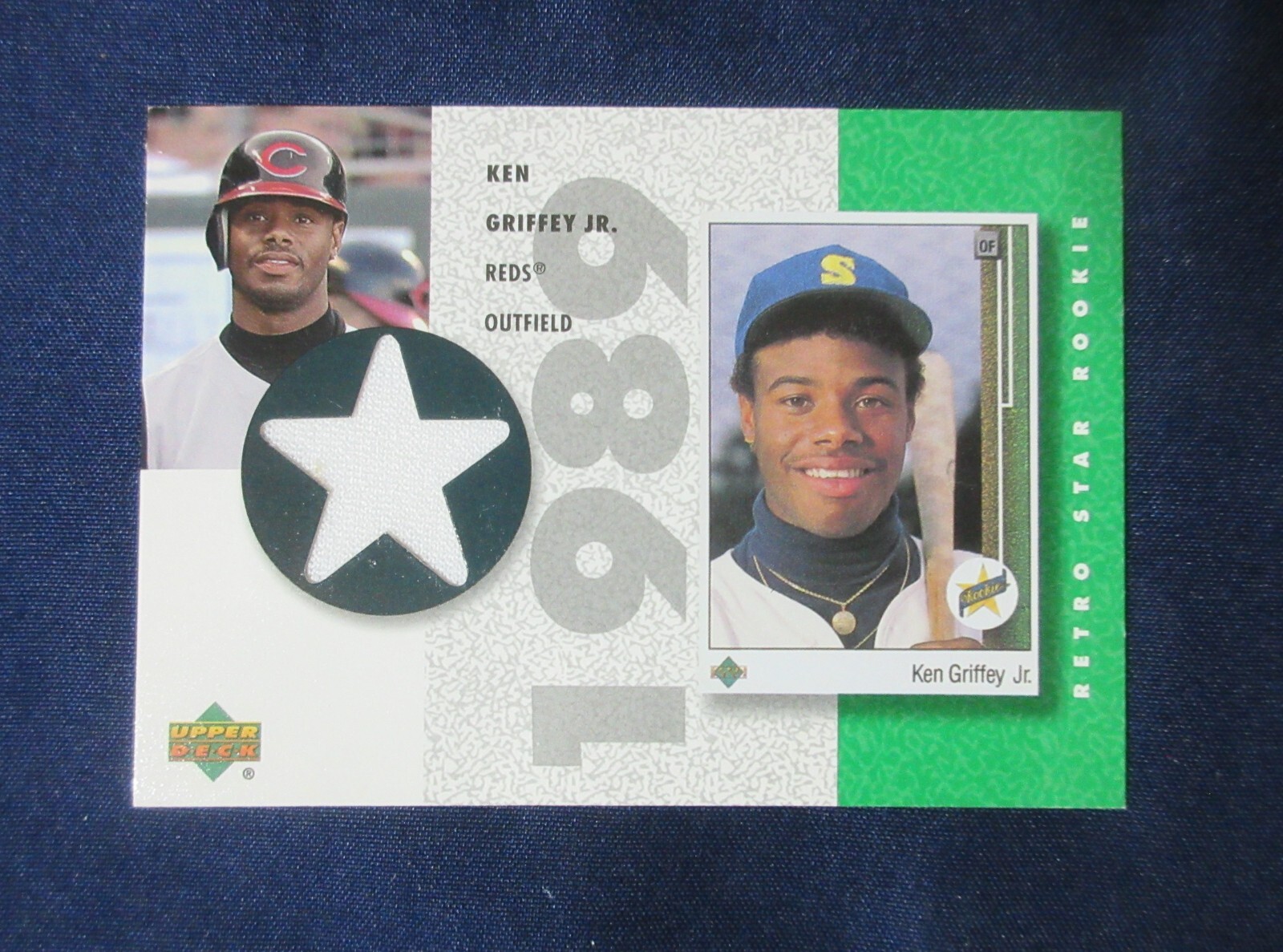 2002 Upper Deck #SR-KG Ken Griffey Jr. Retro Star Rookie Memorabilia Card