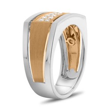 ESTATE .60CT DIAMOND 14KT WHITE 3D ROUND RECTANGULAR PAVE CLASSIC MEN'S RING