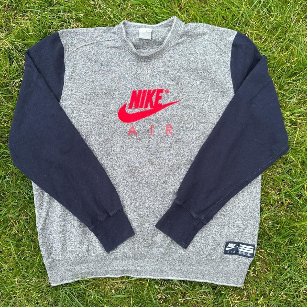 Vintage Nike Air Grey Mens Jumper Sweatshirt Y2K 00's Size Large