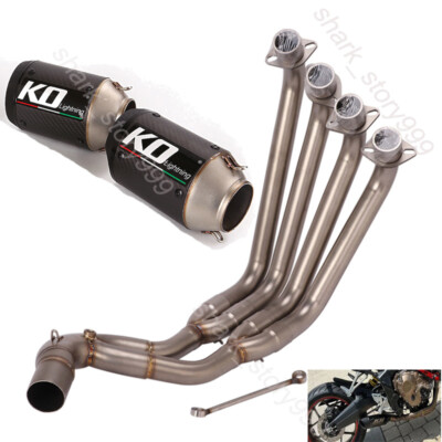For Honda CBR650F CBR650R CB650F CB650R Exhaust Front Link Pipe Carbon Muffler