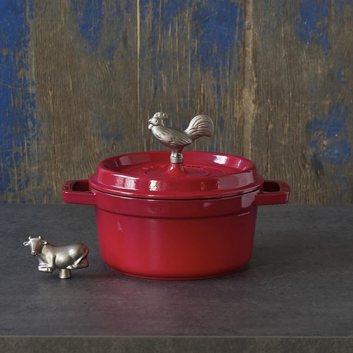 STAUB Cocotte Lid Knob Rooster Silver Cast Iron - Picture 2 of 9