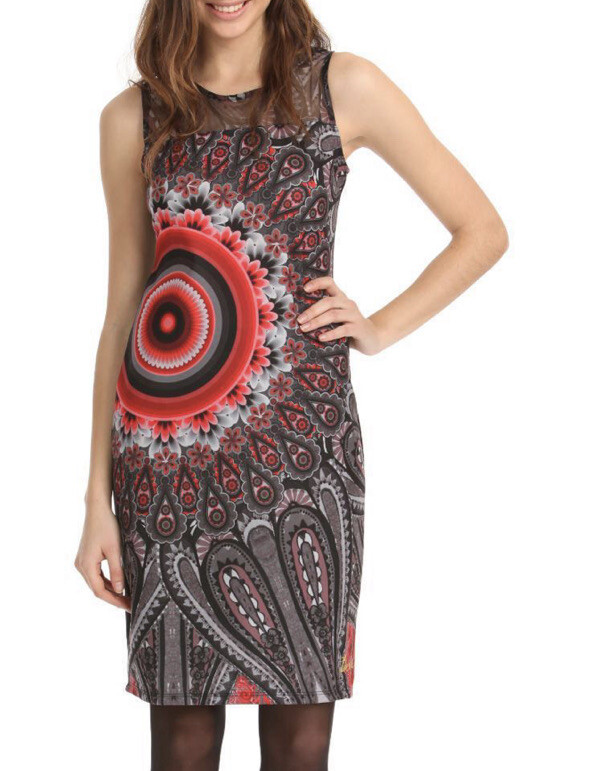 knee length dresses for ladies Desigual Mesh Print Slip Dress main image 0