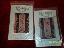 2 QTY CROSS STITCH PATTERN STREAMERS NEW