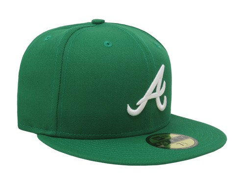 New Era 59Fifty Men Boys Hat MLB Basic Atlanta Braves Kelly Green Fitted Cap - Picture 3 of 5