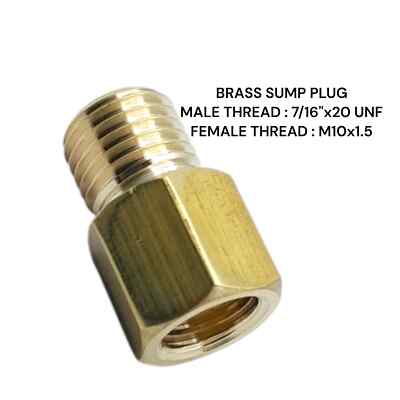 7/16'' UNF Stecker auf M10x1,5 Buchse Messing Sumpf Adapter Öltemperaturanzeige Sensor